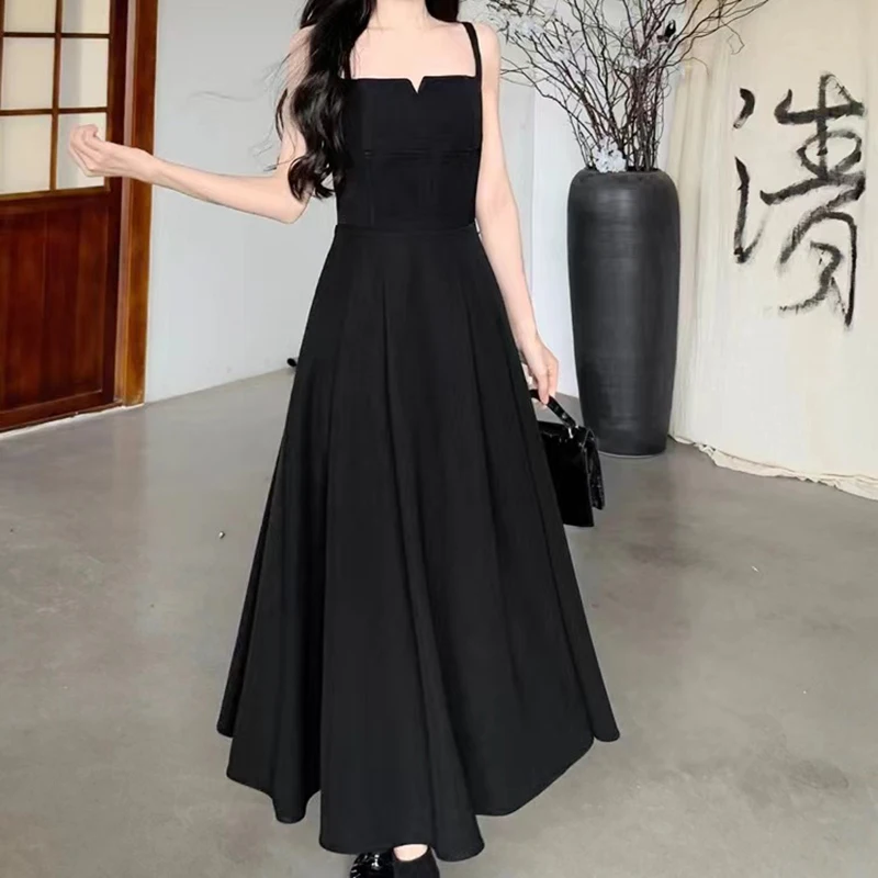 

Black Sexy Backless Slip Dress Y2K Summer Streetwear Sleeveless Casual A Line Dress Female Korean Fashion Party Vestidos New