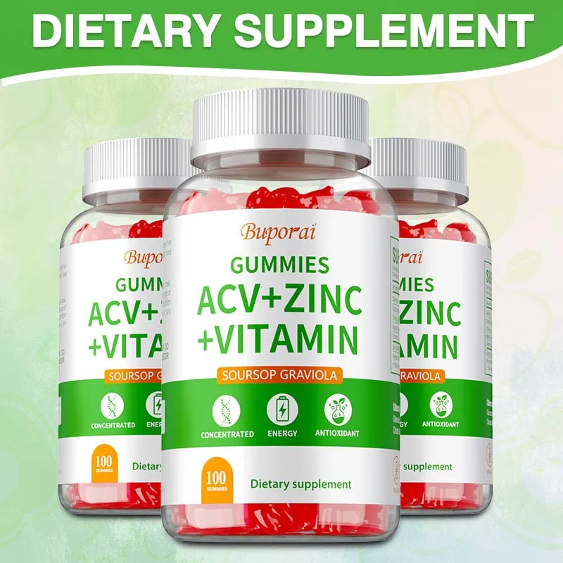 

ACV + Zinc + Vitamin Gummies - Reduce Bloating, Promotes Digestive and Intestinal Health, Support Immune System, Non-GMO