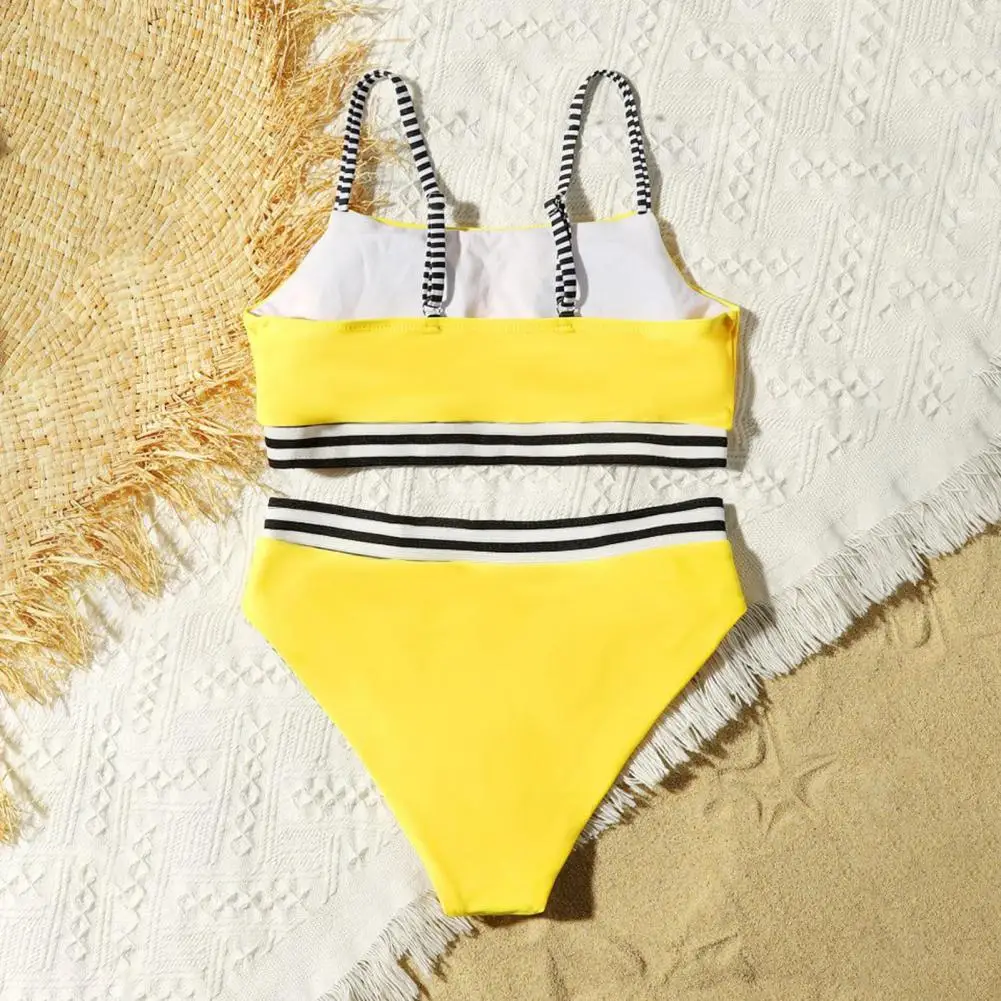 

Safe Durable Swimsuit for Kids High Children Swimsuit Stylish Black White Striped Split Sling Children's Swimsuit Safe for A