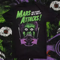 Martians Play Earth Mars Attacks High Street Vintage Showa Vintage American Movie T-Shirt Vintage Alphabet Pattern T-Shirt Top