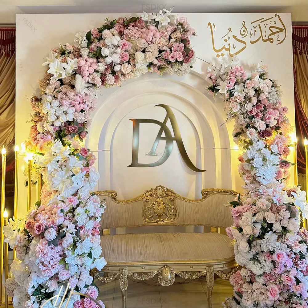 Multilayer White Ripple PVC Arch Backdrop Wedding Reception Backdrop Design for Party Banquet Reception