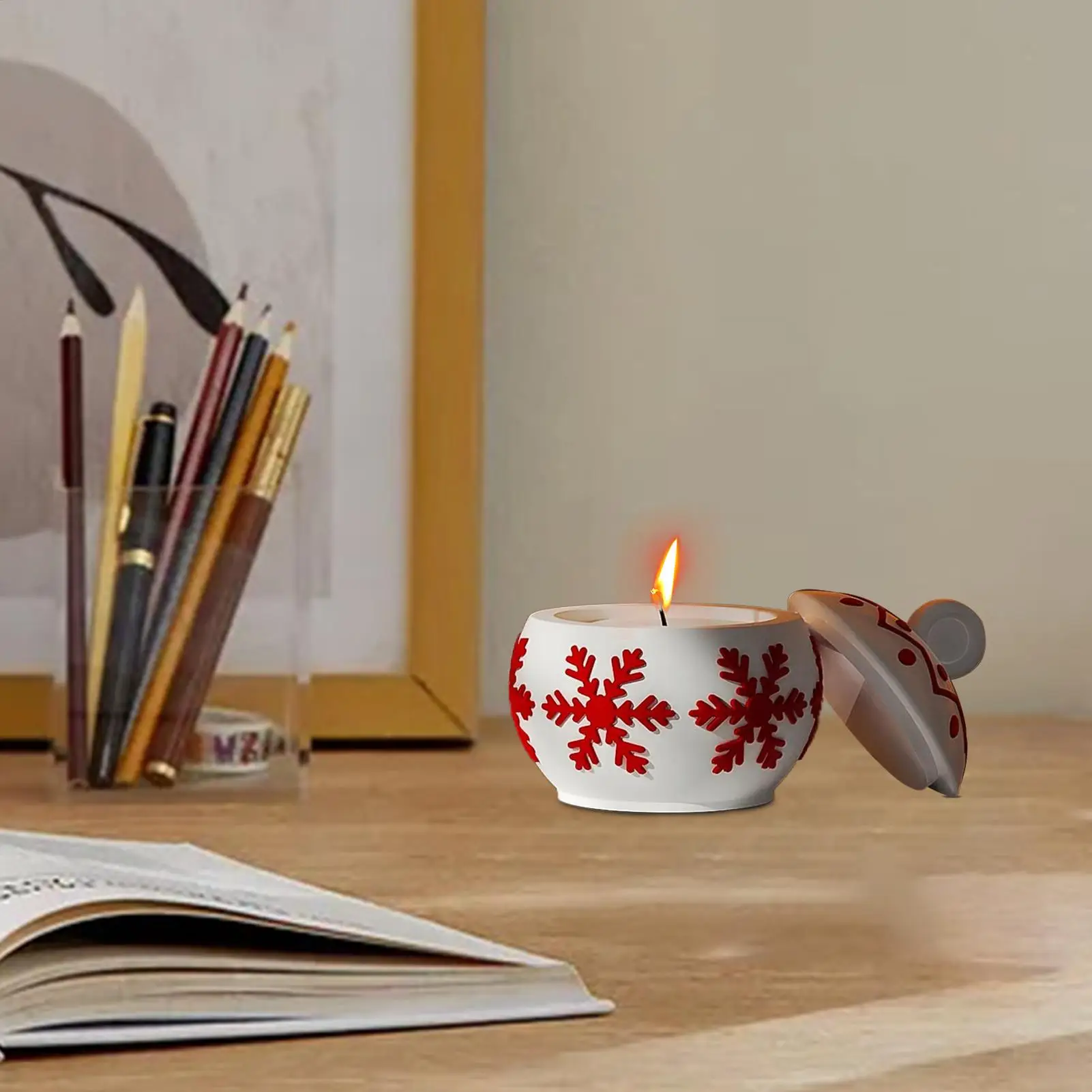 قوالب سيليكون لعيد الميلاد مع غطاء صندوق تخزين مجوهرات عيد الميلاد مع تصميم ندفة الثلج قالب سيليكون قابل لإعادة الاستخدام للحدث