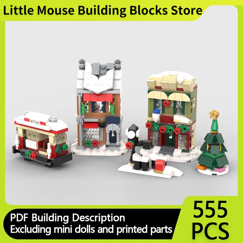 

Street View Model MOC Building Bricks Winter Village Holiday Street Modular Technology Gifts Holiday Assemble Children Toys Suit