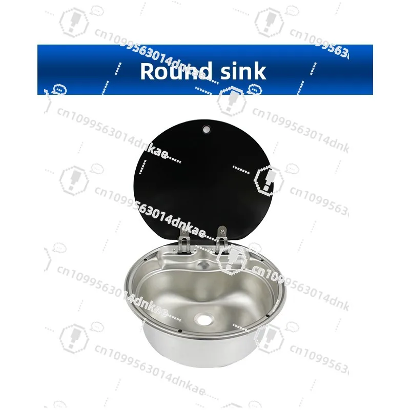 RV Sink Folding Faucet with Lid Square Flap 304 Water Basin Vegetable Basin Single Slot Rotatable Stainless Steel