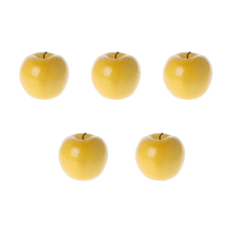 5PCS/set Realistic Artificial Fruit for Apple Bright Yellow Color Home Kitchen Party Decoration Fake D Dropshipping