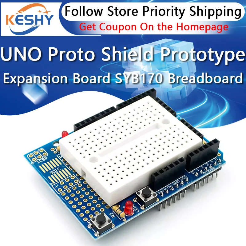 Smart Electronics UNO Proto Shield Prototype Expansion Board With SYB-170 Mini Breadboard Based For Arduino UNO ProtoShield DIY