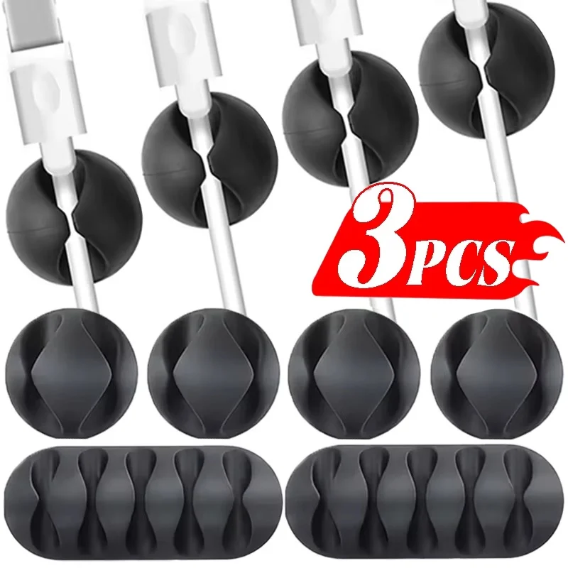 Silicone USB Cable Organizer Cable Winder Desktop Tidy Management Clip Cable Holder For Mouse Headphones Adhesive Wire Organizer