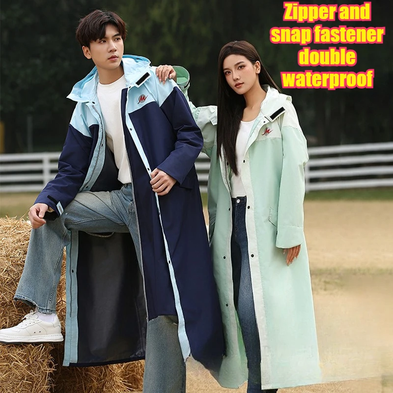 Thickened Extended Unisex Outdoor Cycling Raincoat Full Body Waterproof for Electric Vehicle Riding Hiking Modern Simple Style