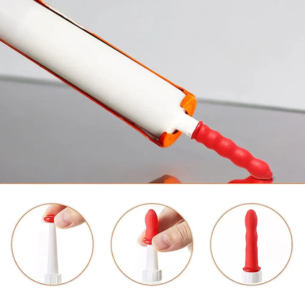 Red Caulking Cap para Selagem Preservando Acabamento Ferramentas de Construção, Caulk Sealer Saver, Open Caulking Tube, 10Pcs