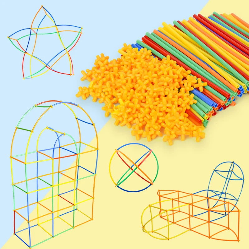 Children'S Puzzle Colorful Straw Toy Kindergarten Smart Stick Assembly House Space Construction Diy Building Blocks