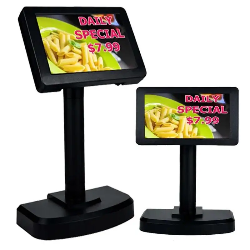 PD7000 الإعلان POS عرض ماكينة تسجيل المدفوعات النقدية LCD TFT 7 بوصة pos LCD عرض العملاء