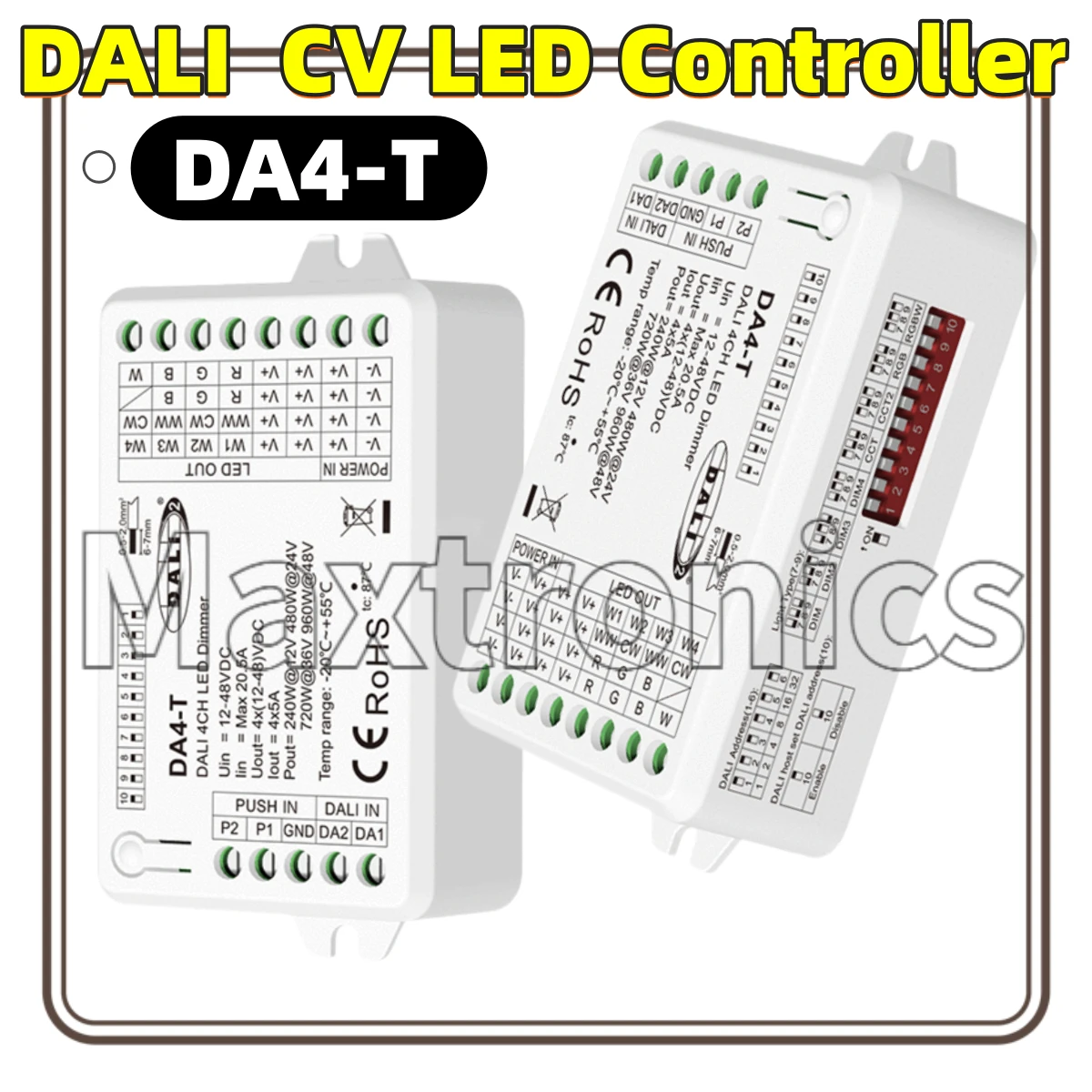 NEW Constant Voltage DALI LED Dimmer DA4-T（DT6/DT8 )12-48VDC Push Switch Dimmer for Single Color CCT RGB RGBW Dimmable LED Light