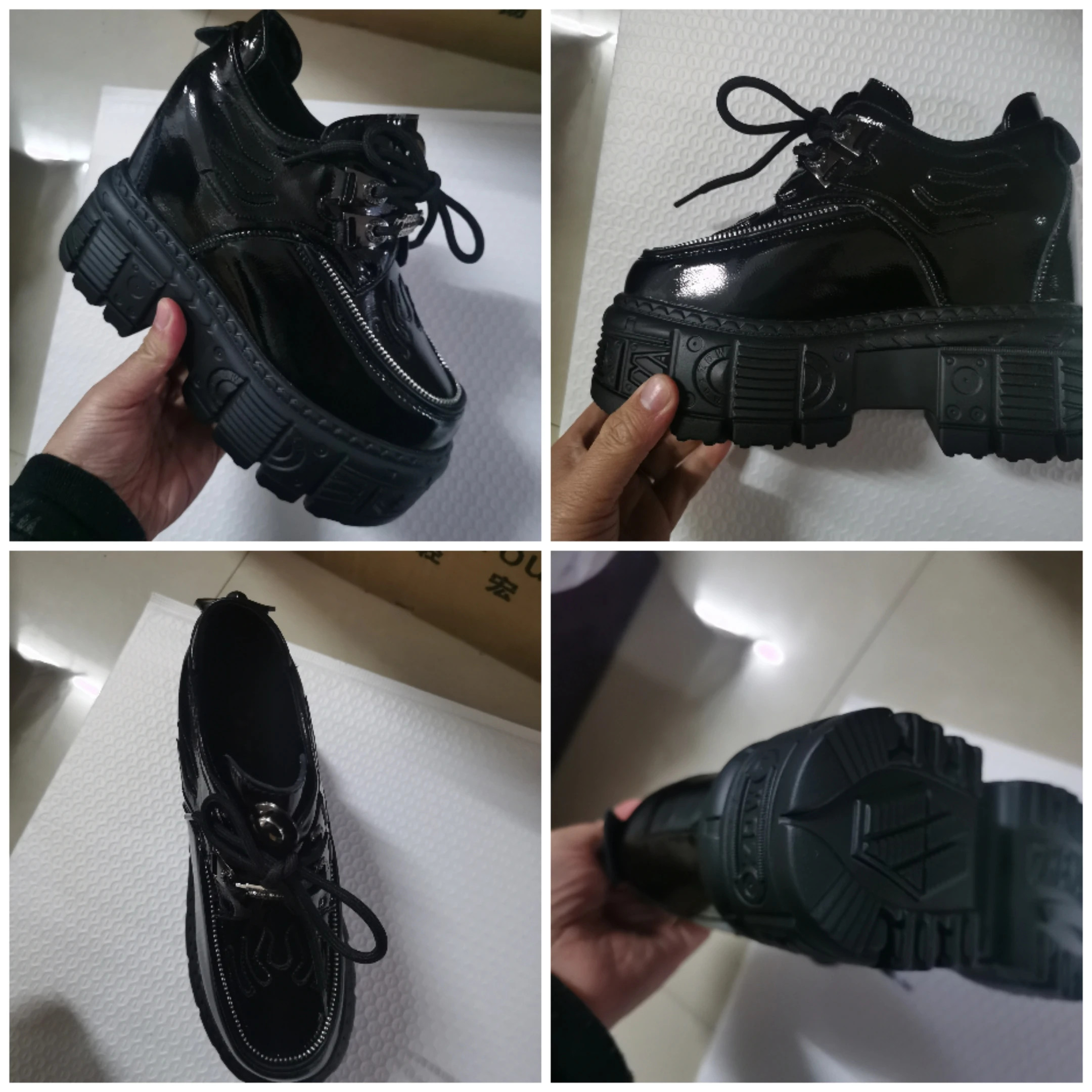 Fujin 12cm nowa skórzana platforma klin jesień wiosna Chunky Sneakers kobiety ukryte obcasy bardzo wysokie buty mody kobiet