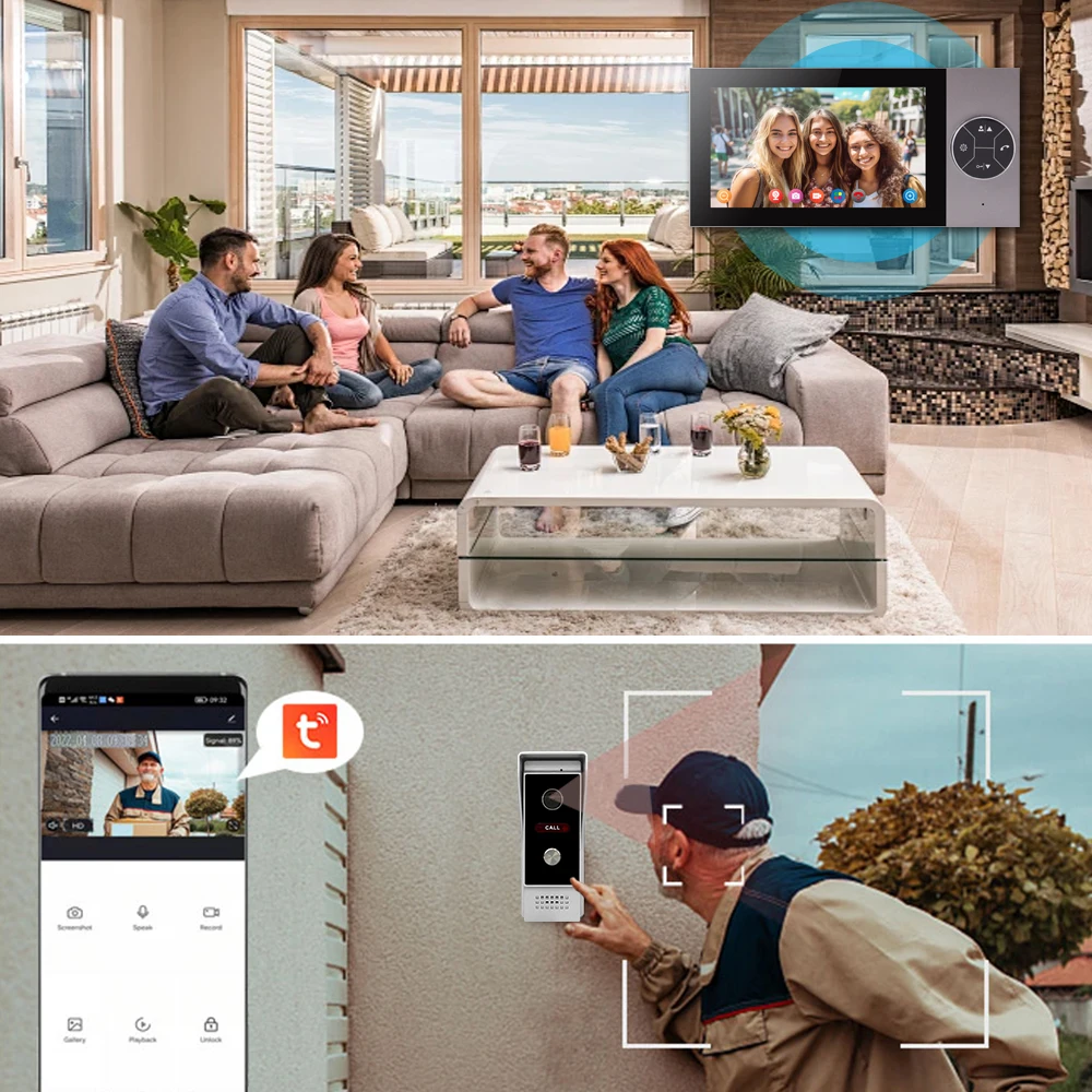 Imagem -04 - Tuya 7-polegada Sistema de Campainha de Vídeo Porteiro Inteligente Casa Privada Detecção de Movimento Captura Vídeo Porteiro