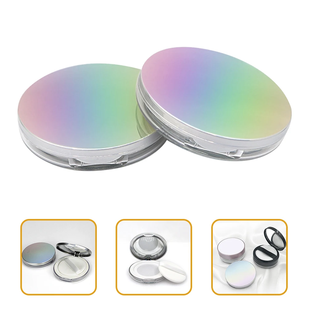 

2pcs Empty Refillable Loose Powder Box Portable Makeup Container For Travel Daily Use Slim Compact Case Powder Storage