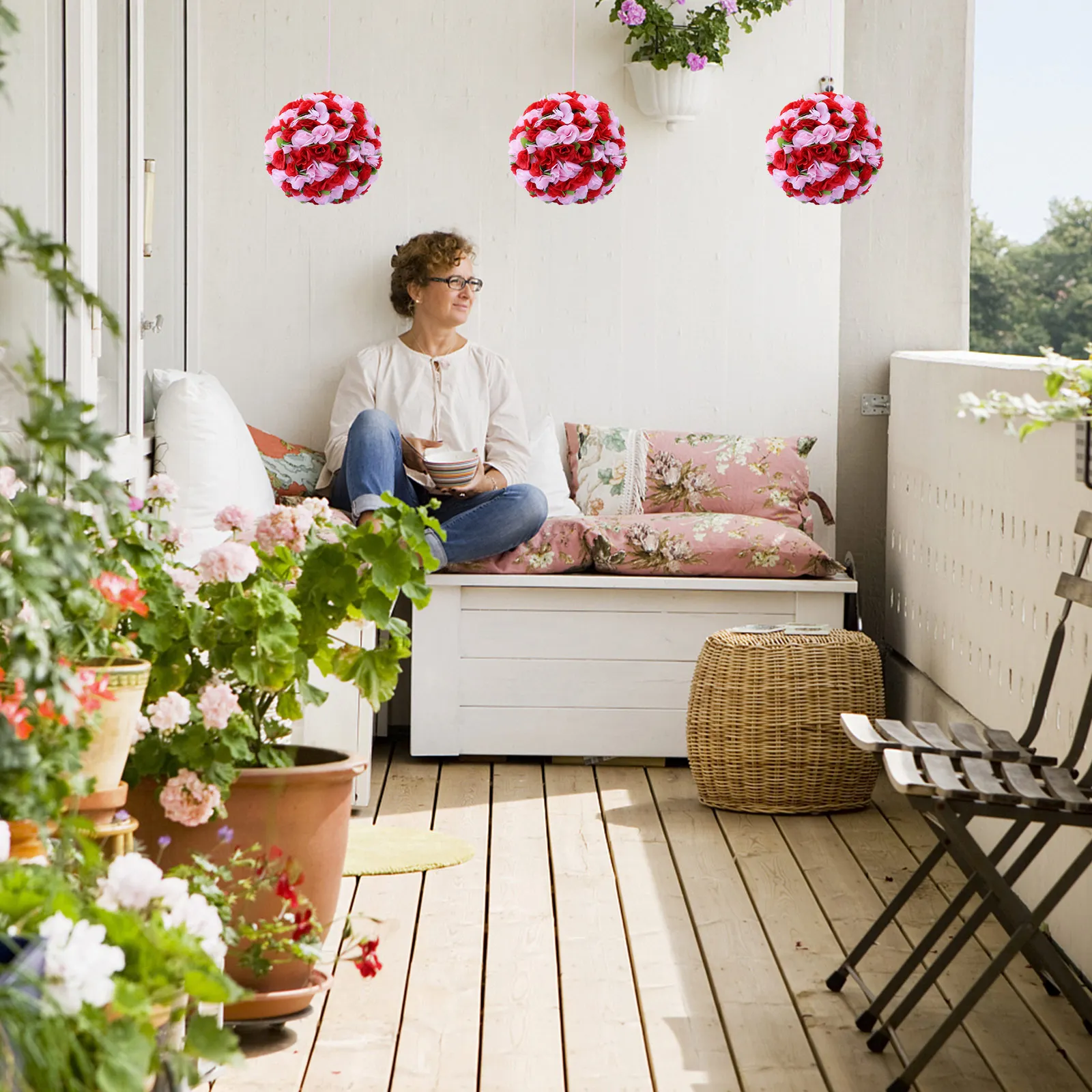 

2 Pcs High Quality Artificial Plants Flower Balls Rack Easy Storage Smooth Surface Suitable for Garden Yard Park Party