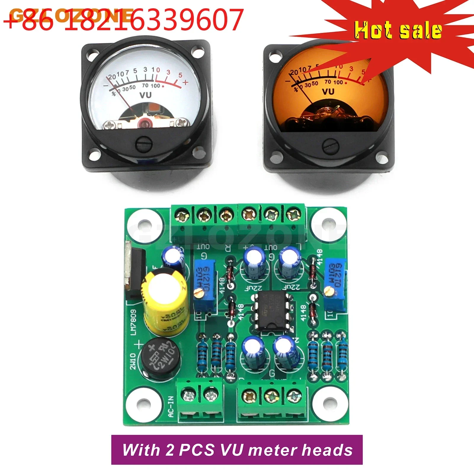 VU Level Audio Meter Driver Kit Driver Board + 2PCS Warm LED Meter Head Adjustable Sensitivity