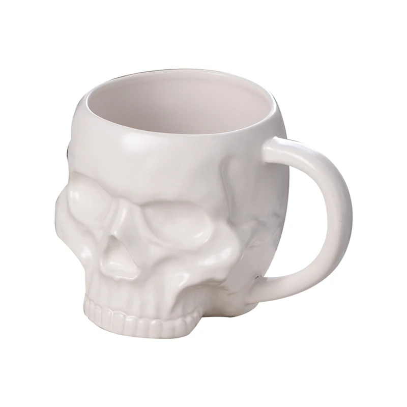 Halloween Skull Cup With Handle Lidless Ceramic Cup Funny Water Beer Milk Cup Mocha Cup Creatives Modeling Mug,600Ml