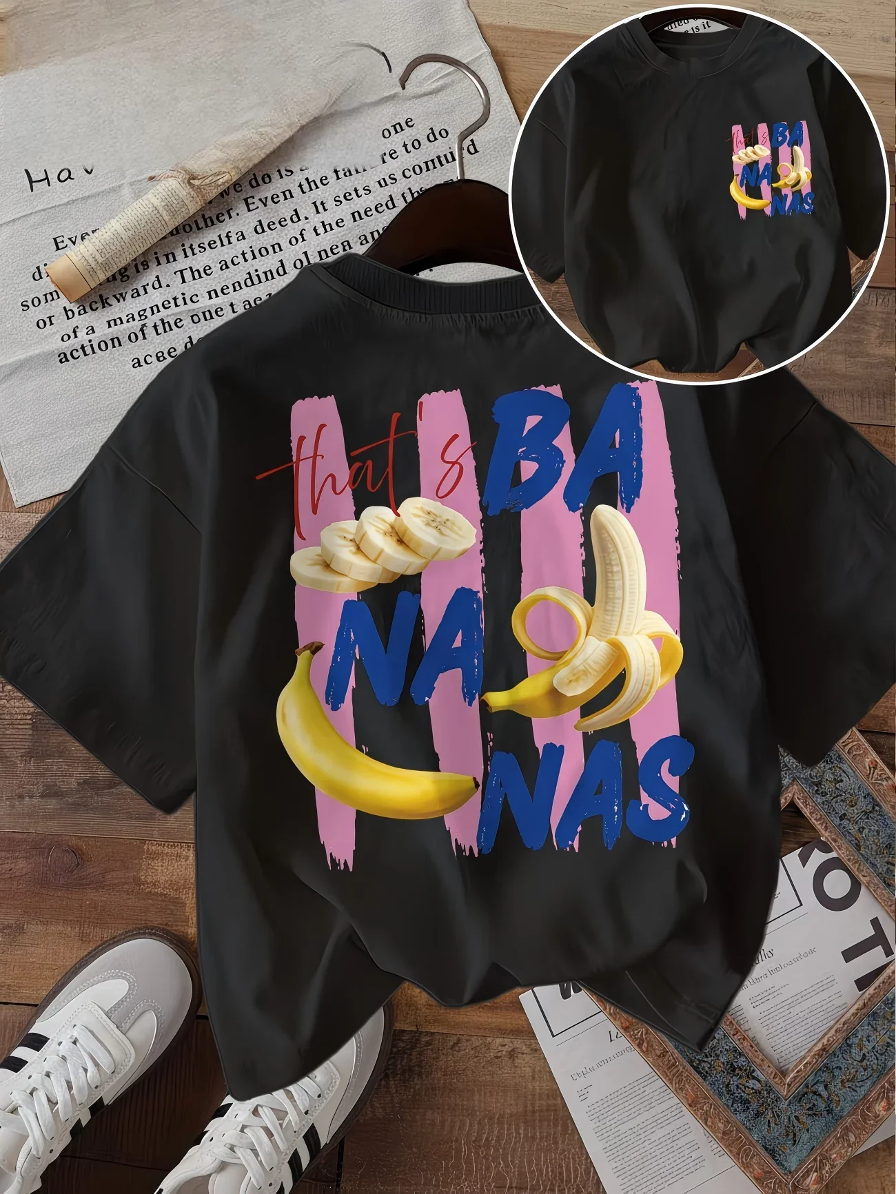 That's Bananas Graphic T-Shirt Women Funny Fruit Print Tee Vintage Aesthetic Harajuku Short Sleeve Casual Summer Fashion Top