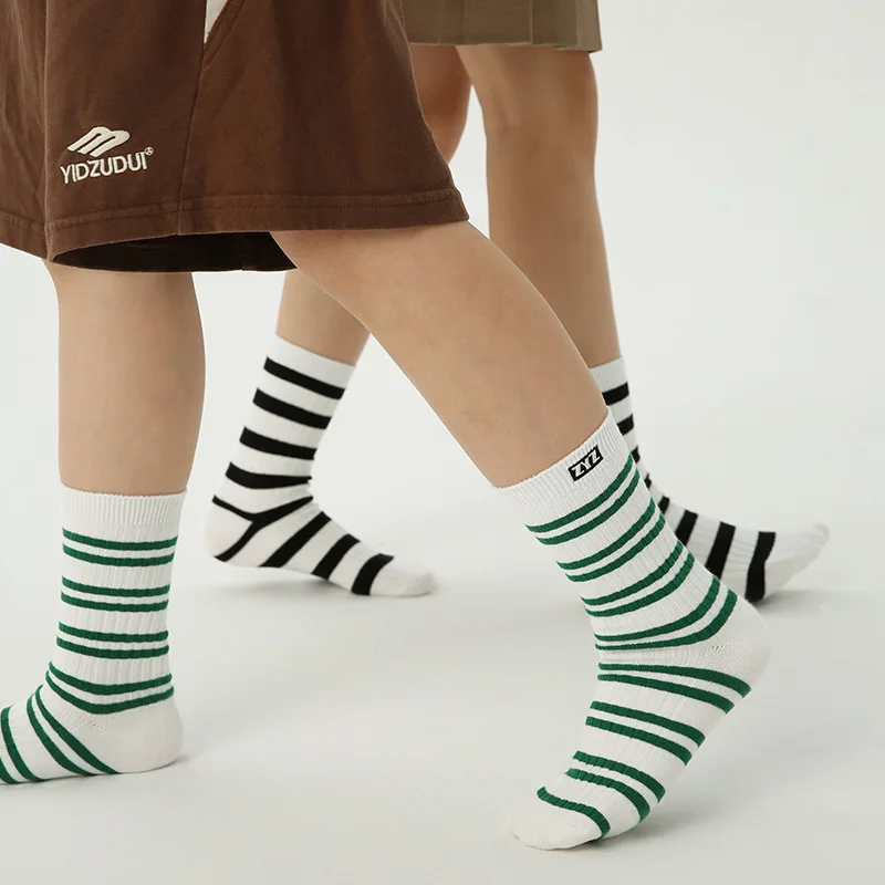 Children Mid Calf Length Socks Spring Autumn Cotton Socks Boys Girls Sport Socks Kids Cozy Classic Striped School Socks