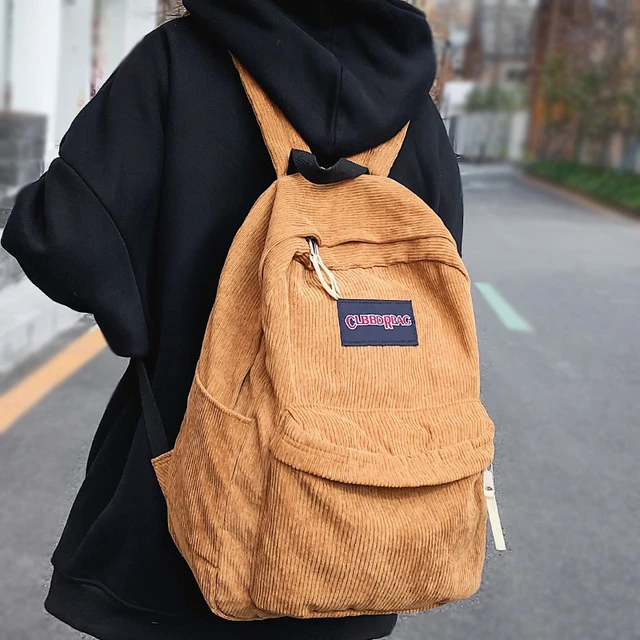 New Girl Boy Brown Corduroy Book Backpack Fashion Female Male Vintage Travel School Bag Men Women Cool Lady Student Bags Teenage Backpacks AliExpress