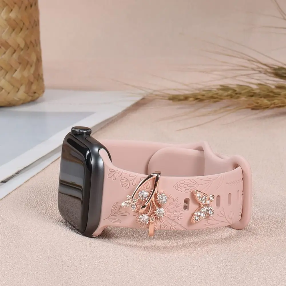 Creative Metal Watch Band Ornament Bracelet Brooch Decorative Ring Diamond Wristbelt Charms for iwatch Strap Accessories