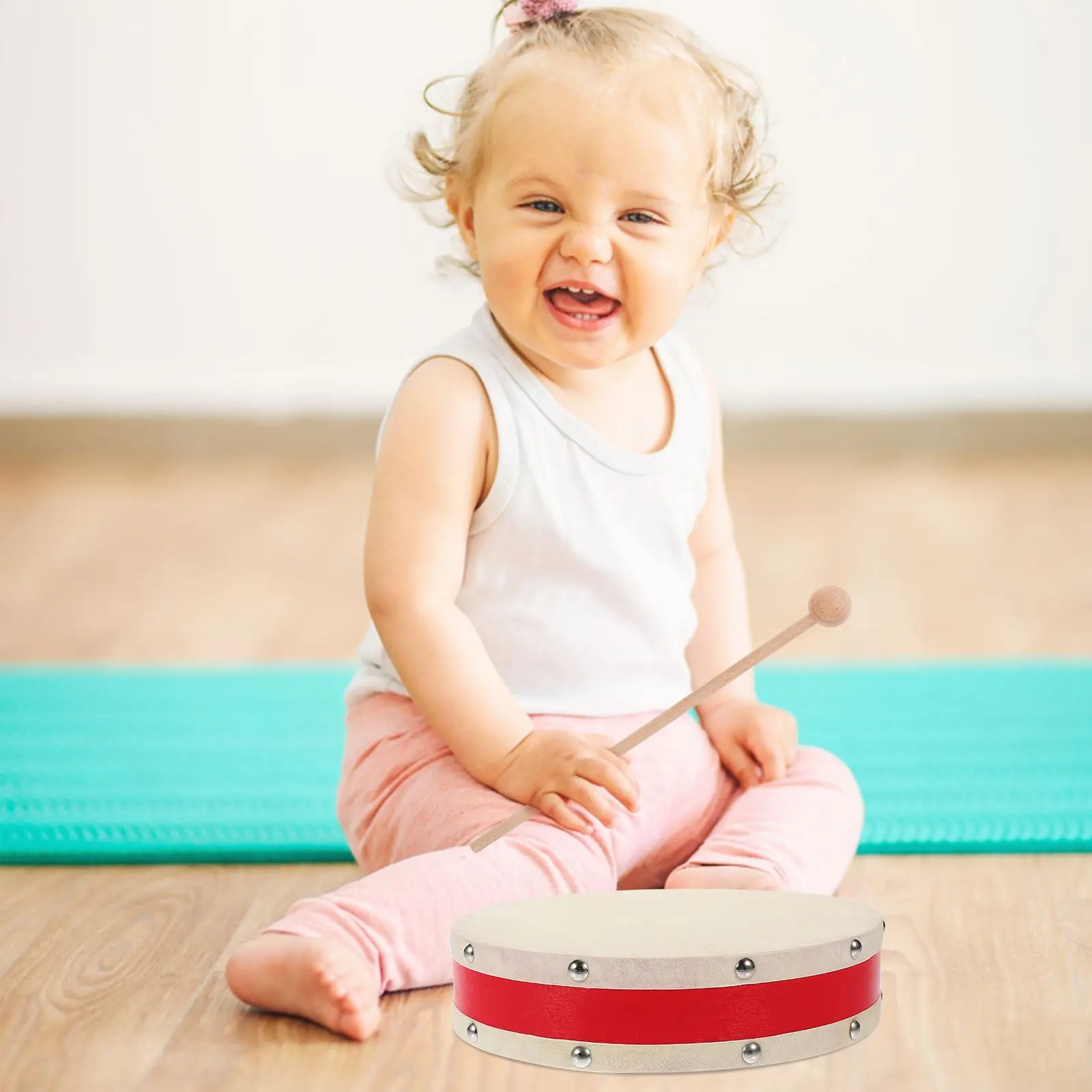 8 インチハンドパーカッションおもちゃポータブル木製楽器子供教育ミュージカル幼児ドラム就学前のおもちゃサウンドハンド