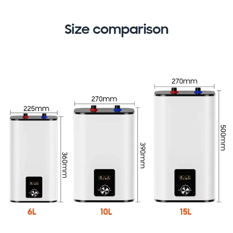 6L 10L 15L 6 10 15 Liter Chauffe Eau Salle De Bain Tank Storage Under Sink Electric Hot Boiler Water Heater Geyser for Kitchen