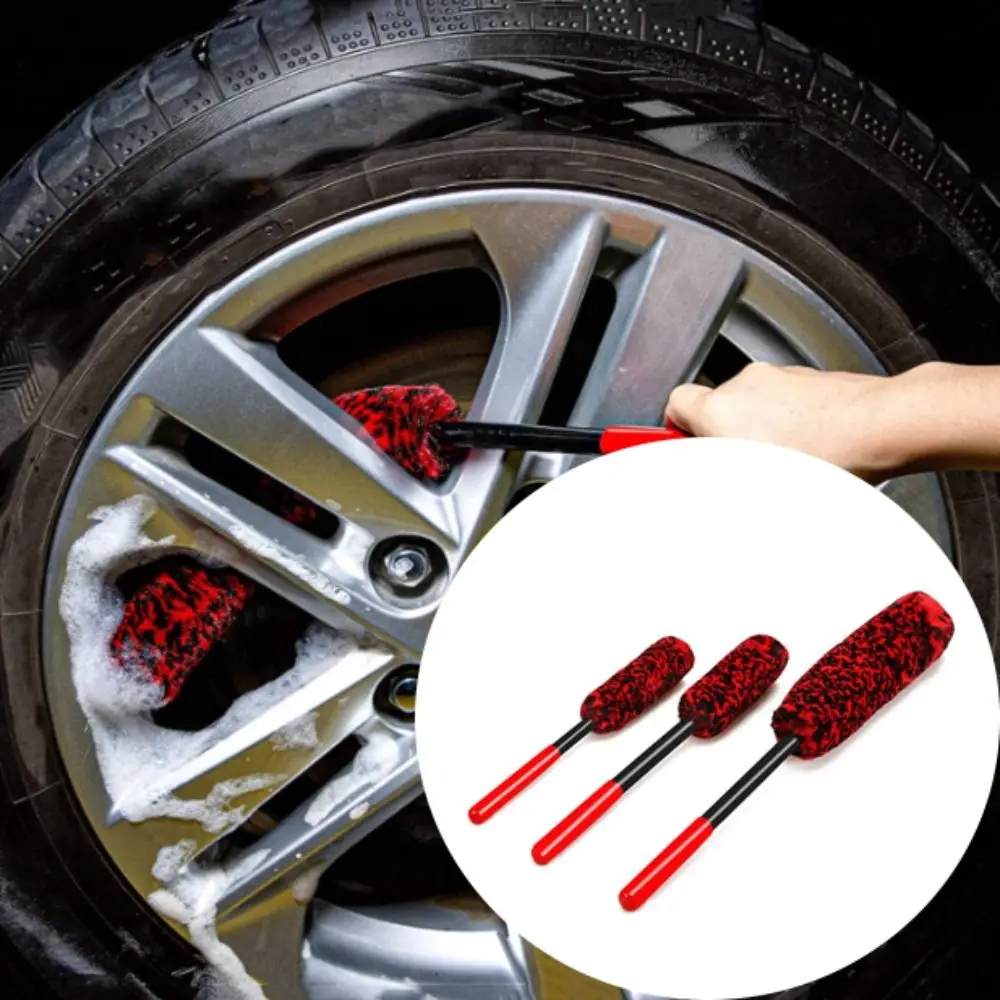 Bendable Design Car Wheel Detailing Brush Plush Material Woolies Auto Wheel Woolies Brushes Long Handle