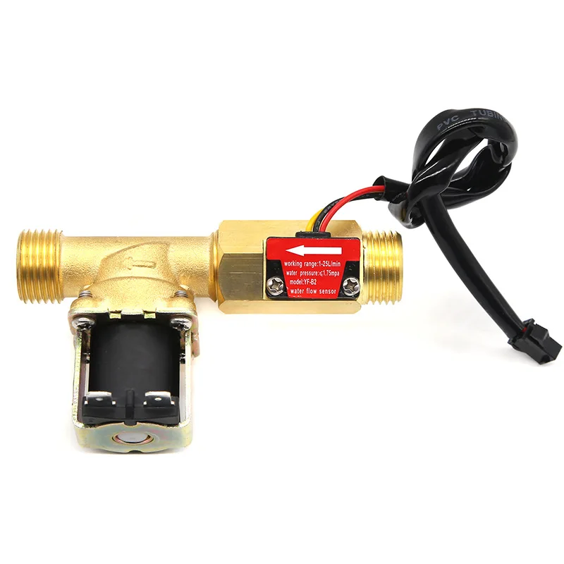 G1/2  Water Flow Sensor Inlet Valve Micro Hall Flowmeter Liquid Flow Sensor B2 DN15 Copper Combination