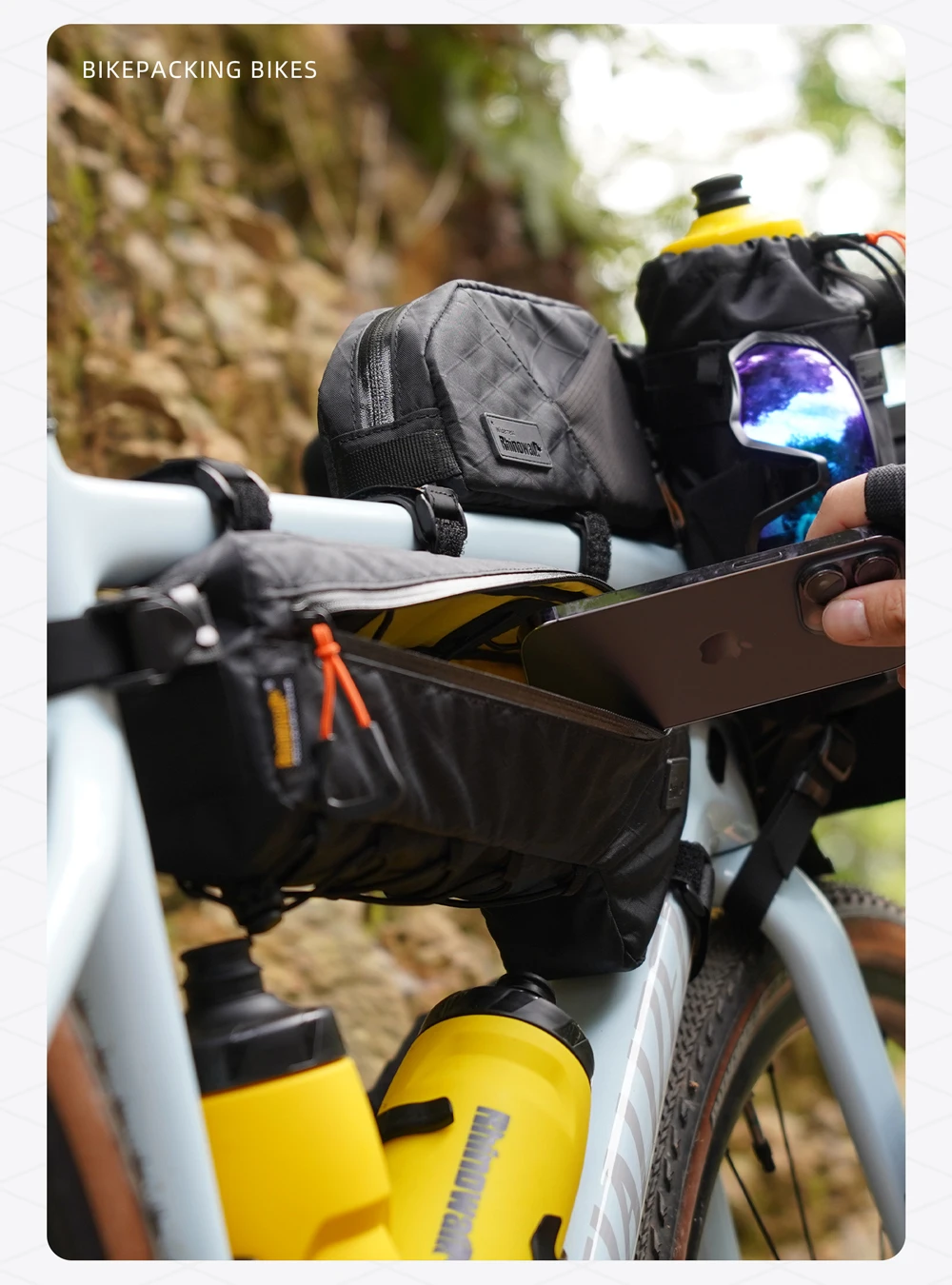 Rhinowalk Fahrrad-Dreiecksschlauchtasche, wasserabweisend, 1,7 l/2,4 l/2,9 l, Fahrrad-Rahmentasche für MTB und Rennrad, Querträger-Aufbewahrungspaket – Detail 30