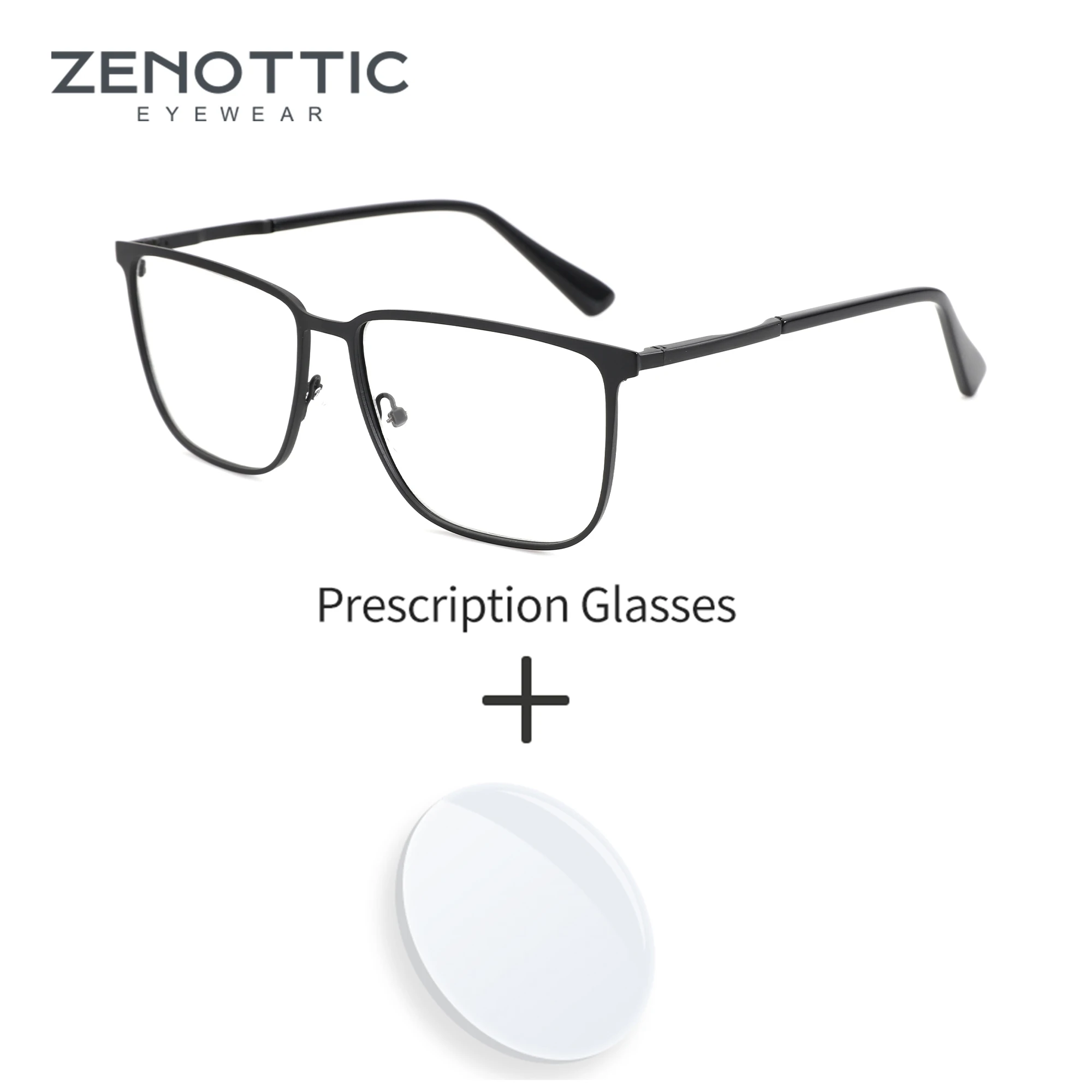 

ZENOTTIC Stylish Square Prescription Eyeglasses For Men Metal Progressive Optical Glasses Anti-Blue Light Myopia Eyewear