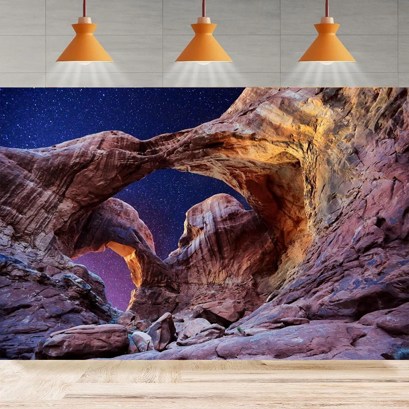 Landscape Photography Backdrop Starry Sky Arches Park Natural Scenery Stones National Park Background Tourism Holiday Party