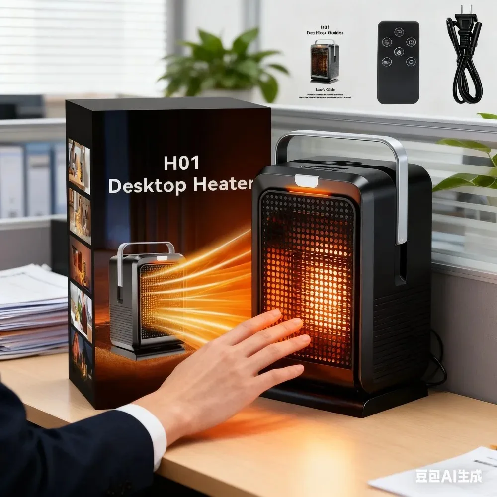

Heater Desktop 1000W Heater Cooling And Heating PTC Speed Belt Remote Control Large Air Outlet Fast Heating Multi Occasion Use