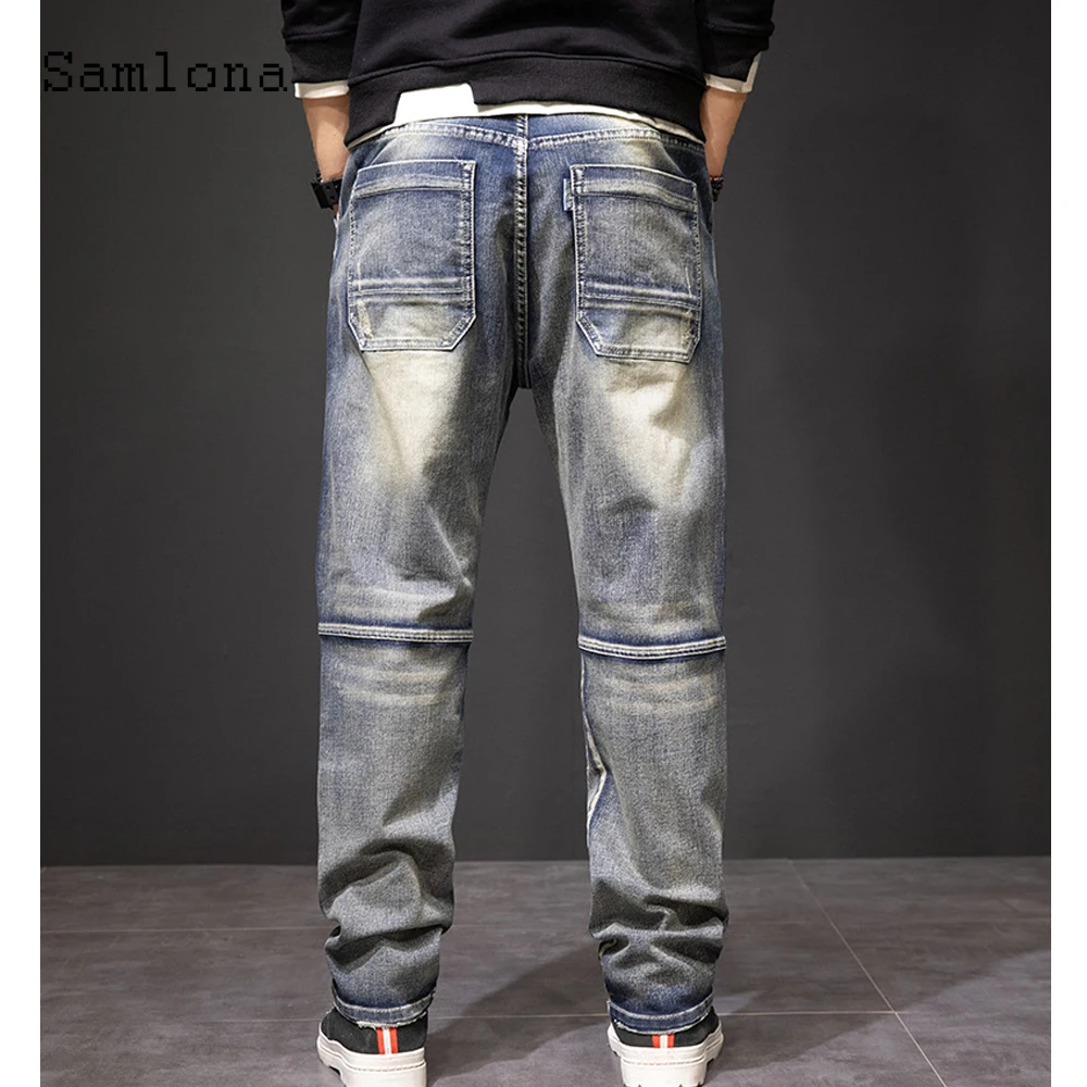 حجم كبير الرجال مستقيم الساق الدنيم السراويل الجينز 2025 أوروبا نمط موضة الكاحل طول السراويل الرجال عادية خمر ديمين السراويل جديد