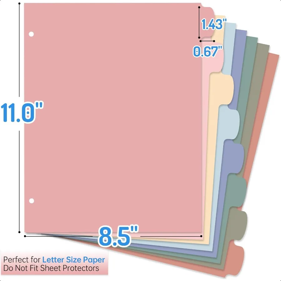 8Tab Binder Dividers with Tabs Big Tabs WriteErase Plastic Dividers for 3 Ring Binder Binder Tabs for Organizers 3 Ring Binder