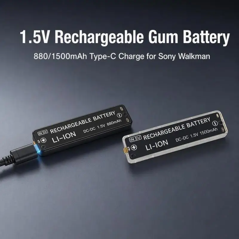 1.5V Type‑C Rechargeable Chewing Gum Battery 1500mAh High Capacity DIY Lithium Cell Replacement Battery For Walkman Player