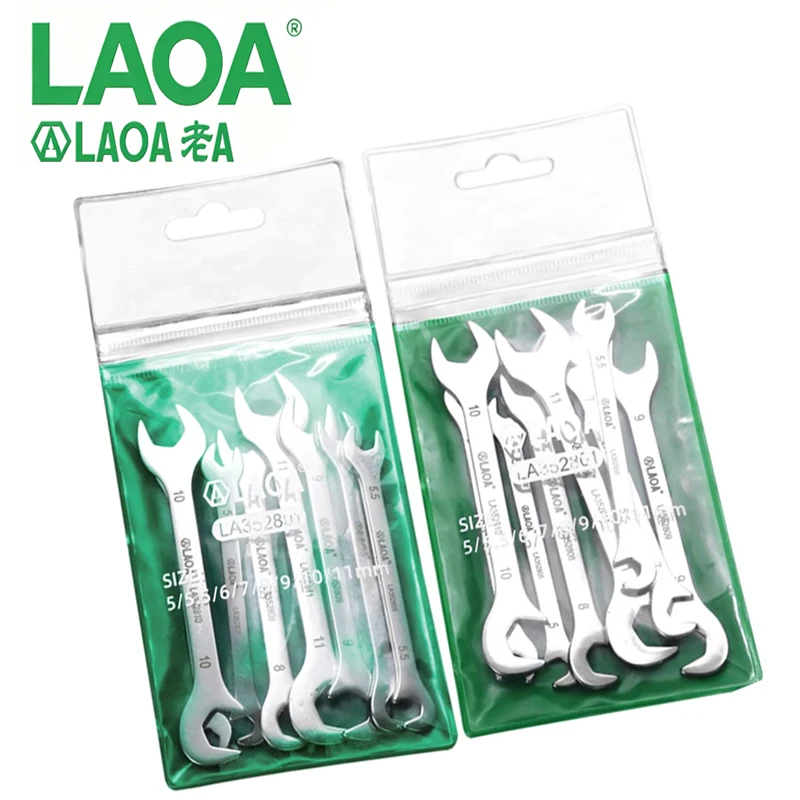 LAOA Mini Thin Combination Wrench Stainless Steel 4-11mm Slim Dual Purpose Spanner for Narrow Space Auto Repair