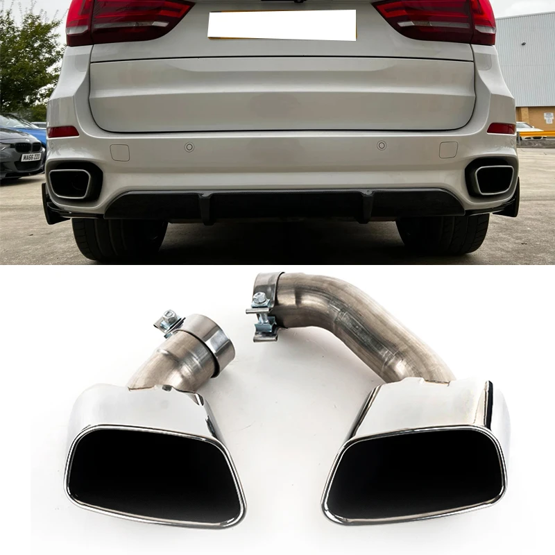 304 Stainless Steel Car Exhaust Tip For BMW X5 F15 28i 35i Changed X5M Bumper Look Muffler Tip Nozzle Tailpipe Exhaust Tips