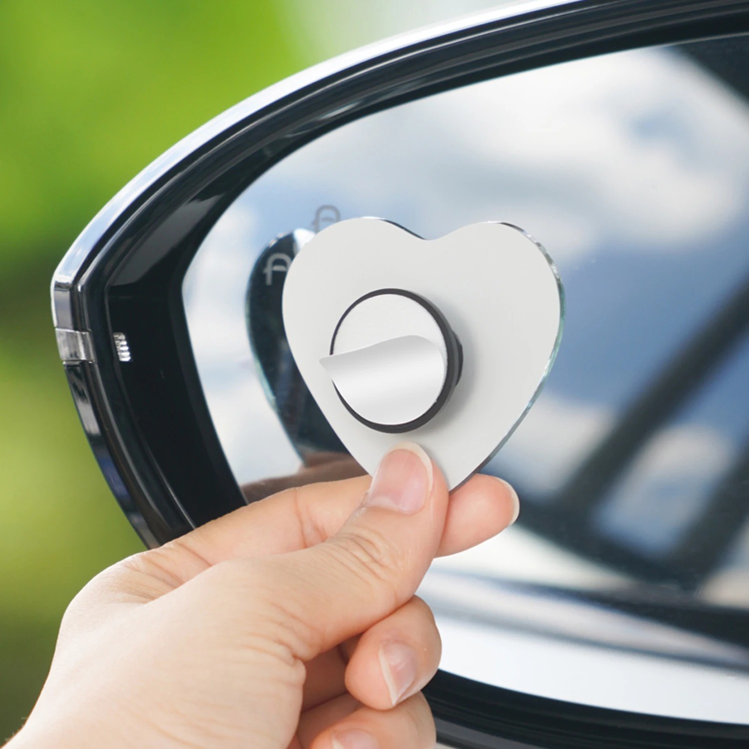 2pcs Car Heart-Shaped Blind Spot Mirrors 360° Adjustable Rotation HD Glass Wide Angle Rear View For SUV Rainproof Universal Fit