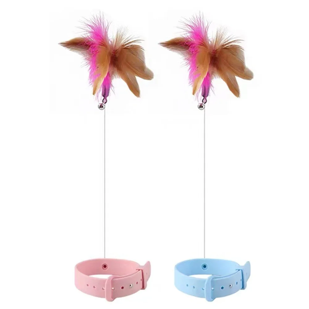 Cat Collar Interactive Toy Feather Teasing Cat Stick With Bell Cats Collar Toys Kitten Training Playing Teaser Wand Pet Supplies