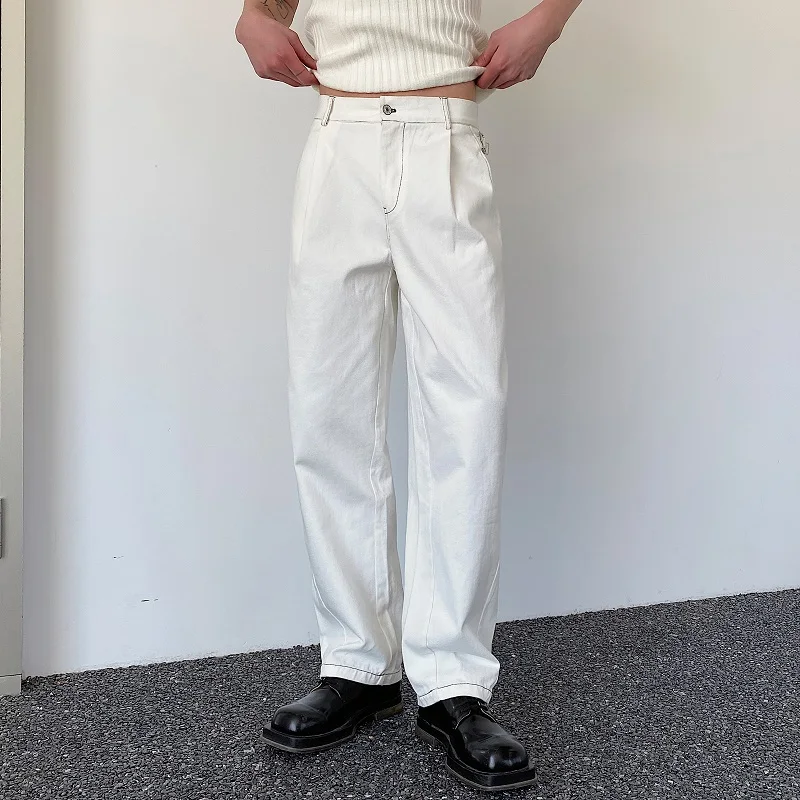 

Свободные повседневные джинсы унисекс, простые ретро-джинсы для пар, длинные брюки, джинсы средней длины с высокой талией, без стрейча