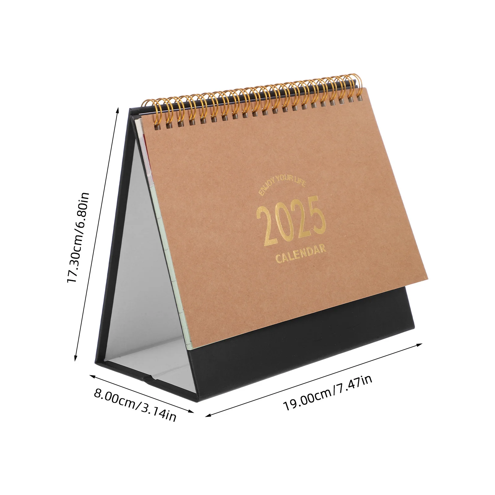 2025 Calendario da tavolo con vibrazione in piedi Anno del serpente Calendario da tavolo mensile rilegato ad anello in metallo per spazio di lavoro scolastico domestico in ufficio