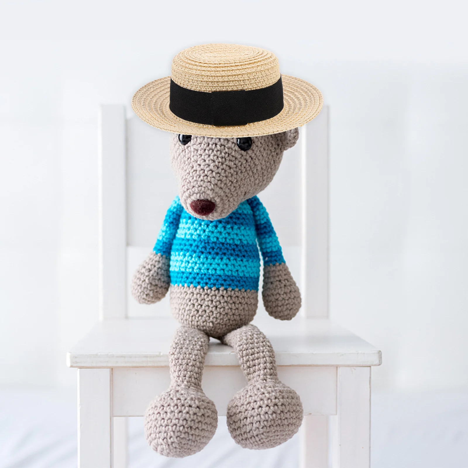 Piccoli cappelli di paglia per artigianato Decorazioni per cappelli fatti a mano Design piatto superiore Forniture per feste fai da te Accessorio per vestiti per cappelli in miniatura
