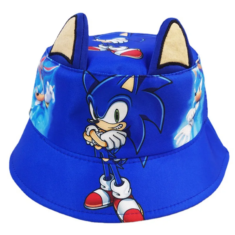 

Sonics Kawaii Cartoon Bucket Hats Anime Cosplay Fisherman Hat Casual Sports Panama Caps 3D Ear Children Outdoor Sunshade Caps