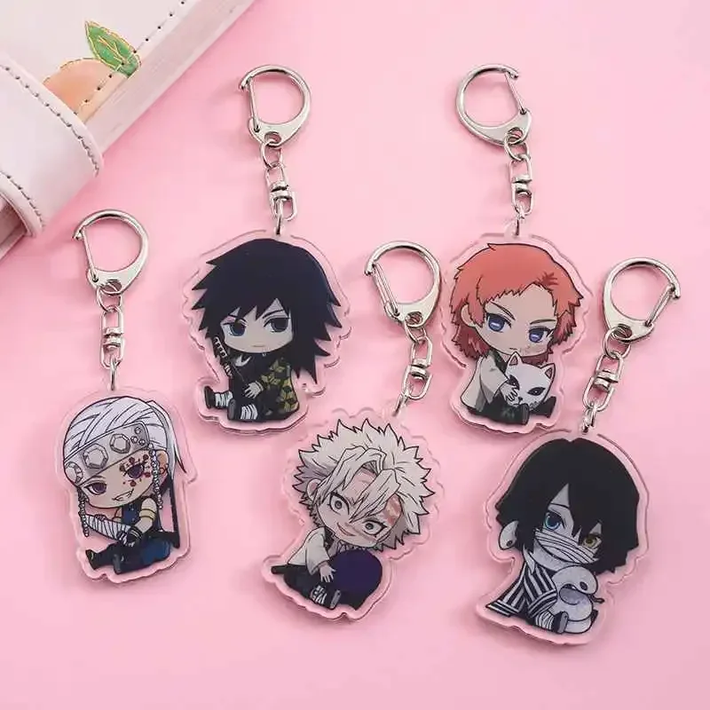 Anime Demon Slayer Acrylic Car Keychain Accessories Bag Charm Cute Cartoon Backpack Pendant Kag charm Keyring Friends Fans Gifts