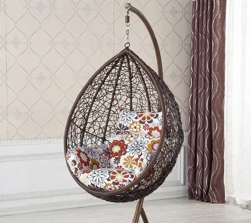 Hanging basket rattan chair, bird\'s nest autumn thousand rattan rocking chair, indoor single person dormitory adult hanging blue