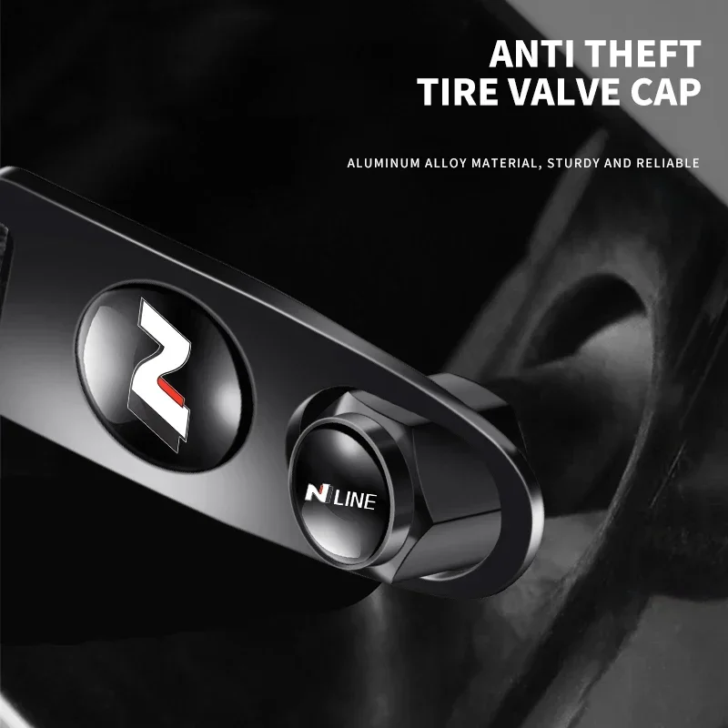 Car Wheel Tire Valve Stems Caps with car Keychain keyrings For Hyundai N Avante Sonata Elantra i30 i20 Tucson N Line Accessories view 2