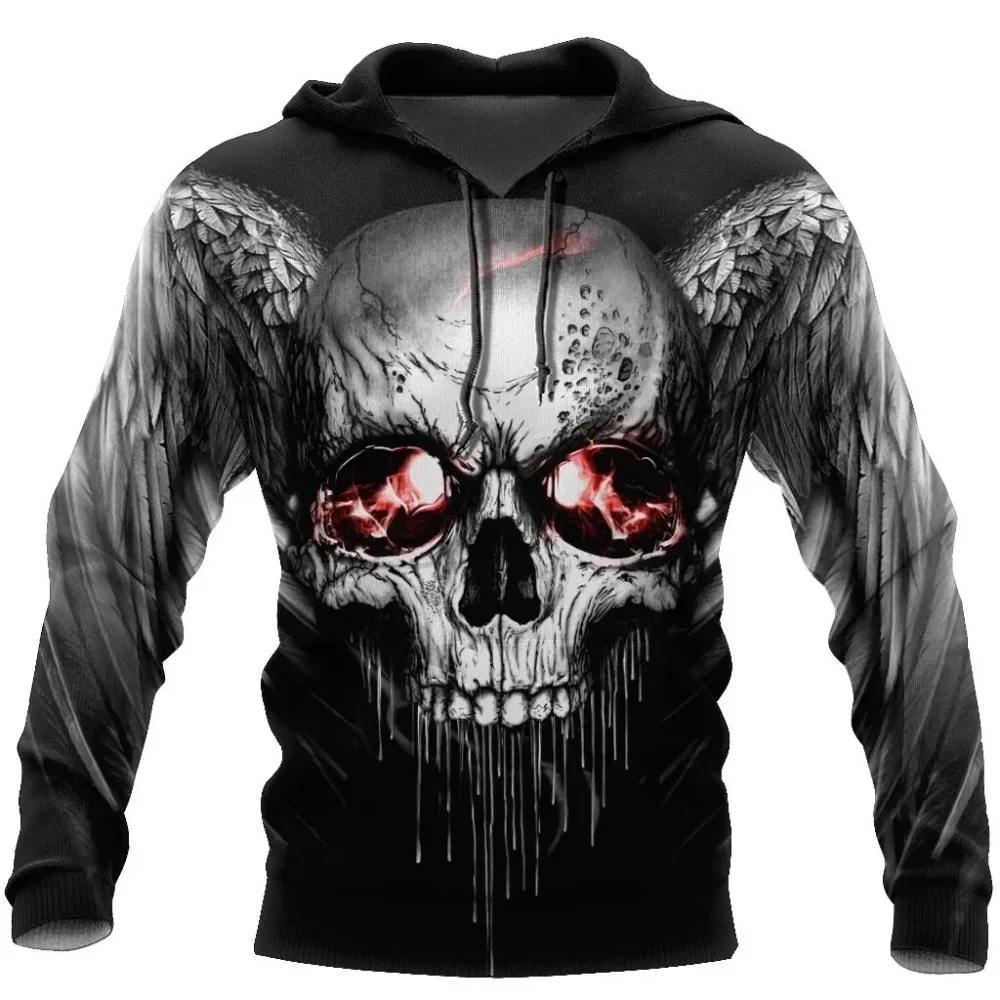 Fashion Men's Hoodies Long Sleeve Sweatshirt 3D Skull Print Sweatshirts Harajuku Street Vintage Clothing Loose Pullover Hoodies