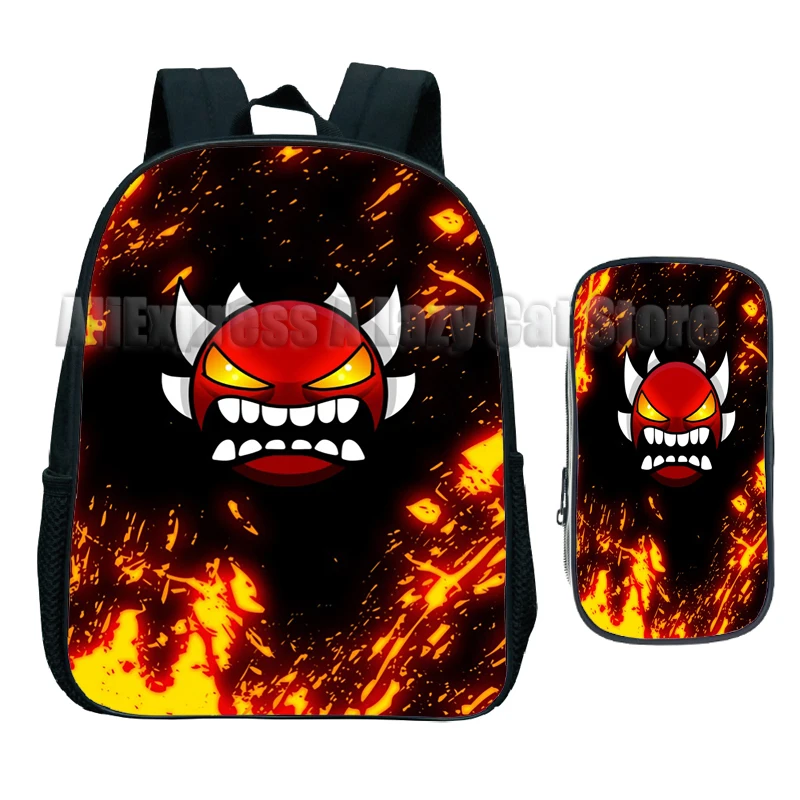 Angry Geometry Dash SchoolBags Cartoon Kids zaino alla moda zaino per studenti primari dell'asilo impermeabile